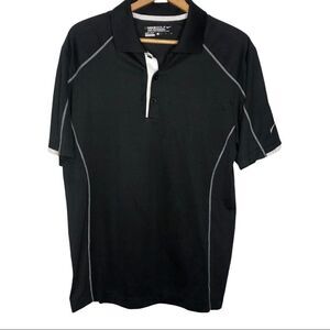 NIKE GOLF Polo Shirt, Black/White Size S
